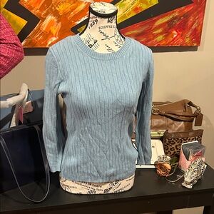 Covington Women's Light Blue Ribbed Sweater small